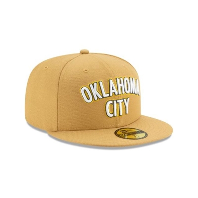 Brown Oklahoma City Thunder Hat - New Era NBA 2019 NBA Authentics City Series Alt 59FIFTY Fitted Caps USA2396704